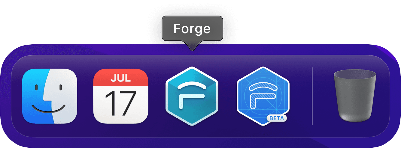 Forge app icons for production and development builds