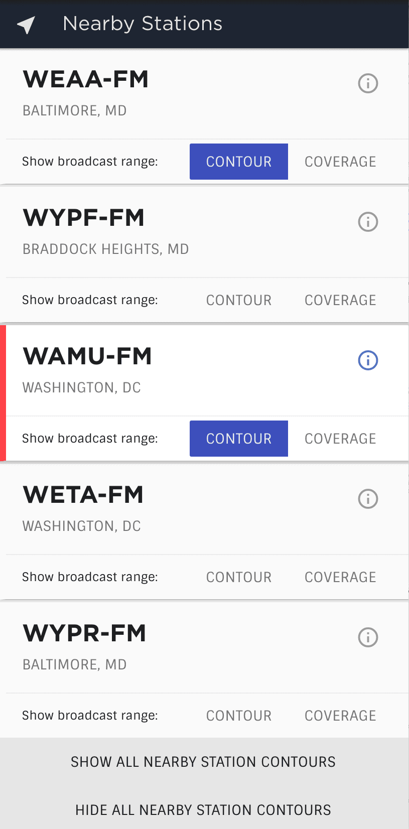 Station sidebar cards
