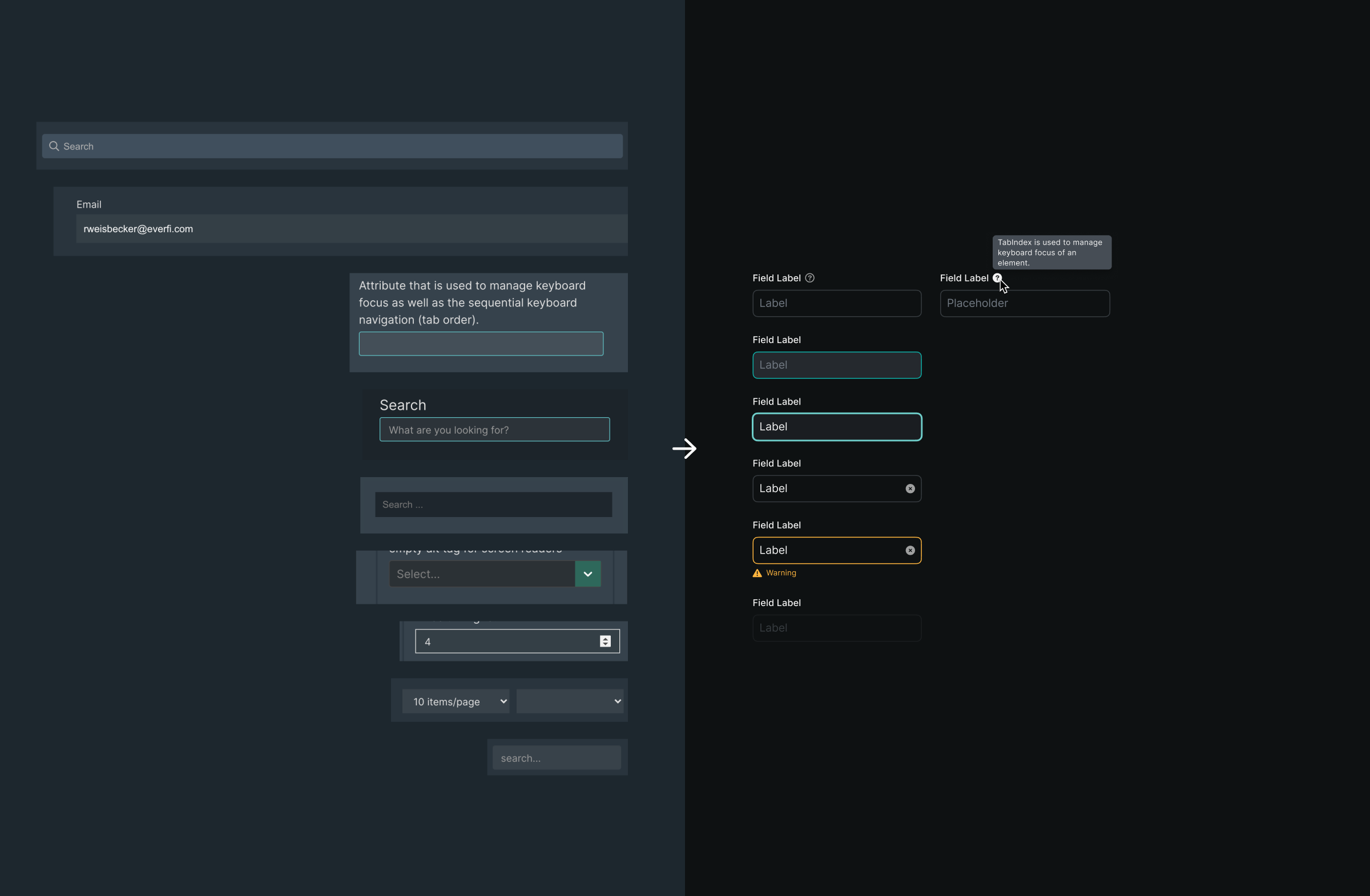 Dense spacing and type applied to input fields